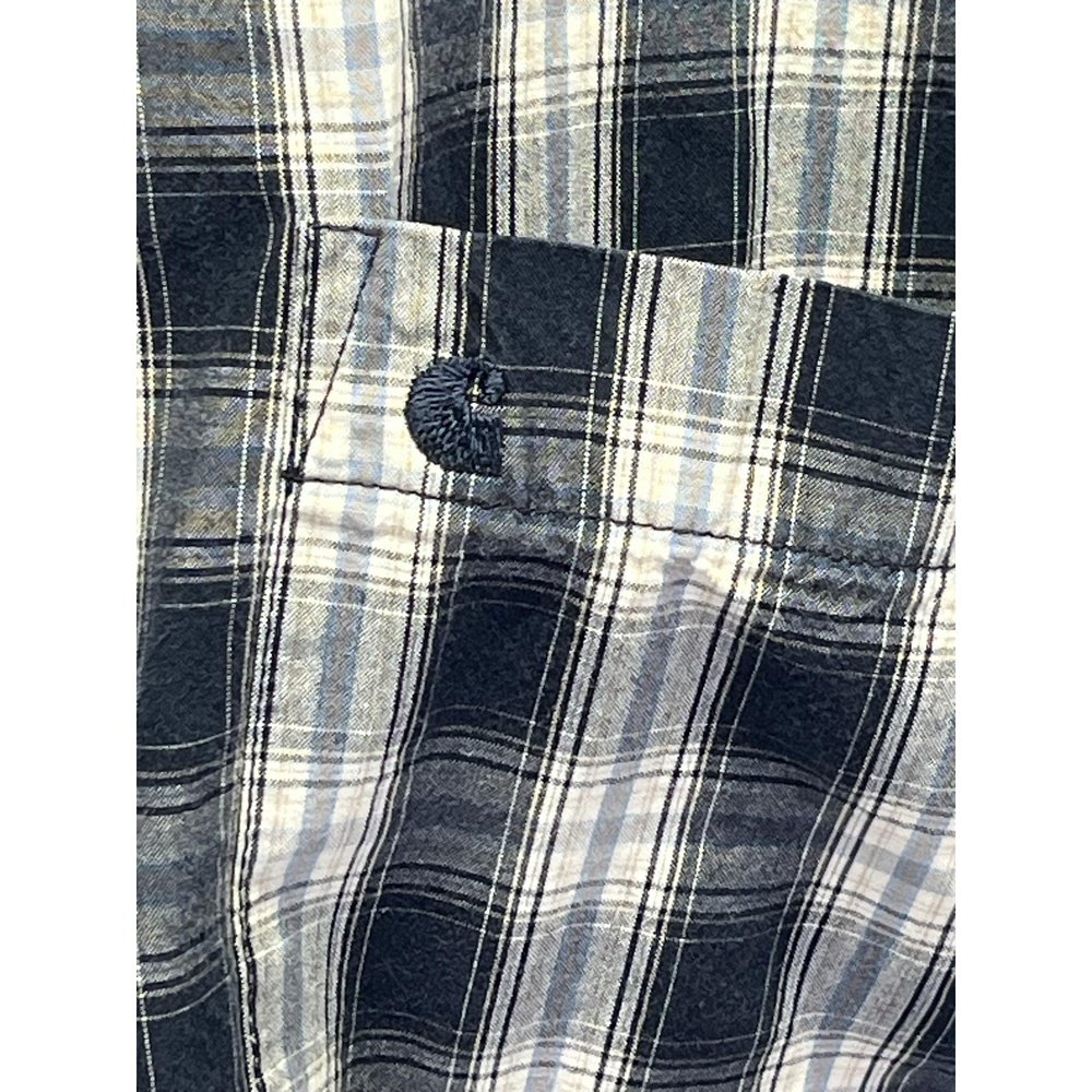 Carhartt Navy Blue White Men's Plaid Button Down Short Sleeve Cotton Shirt XL - Picture 4 of 10